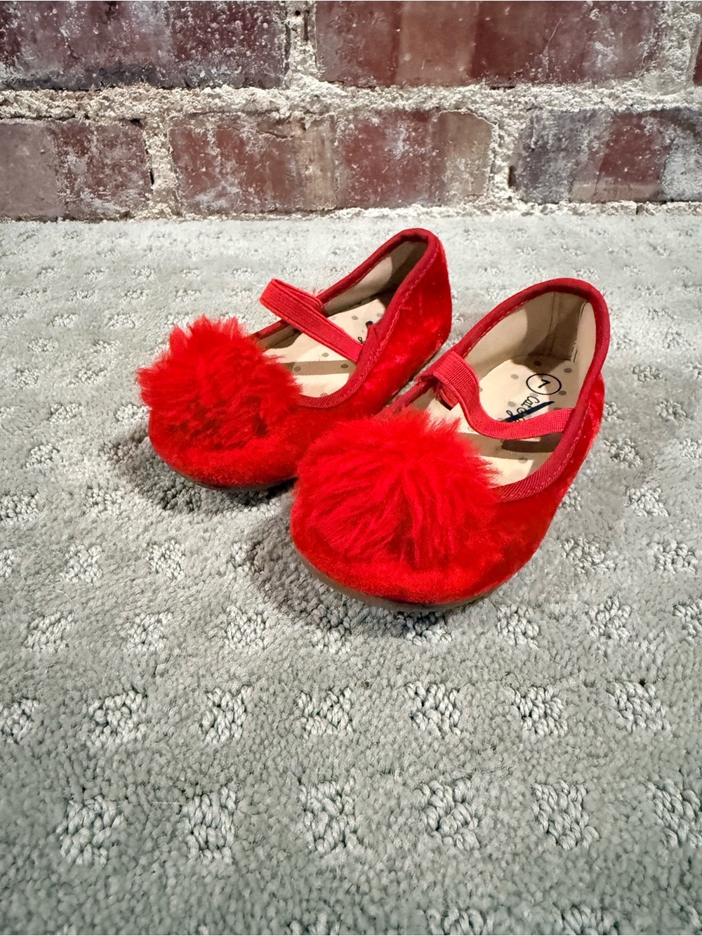 Cat & Jack Red Pom-Pom Mary Jane Shoes for Kids